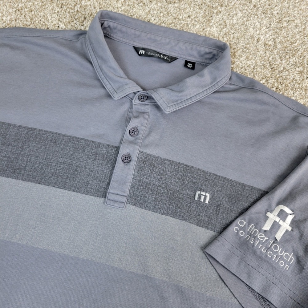 Travis Mathew Mens 3XL Gray Striped Performance Stretch Polo Short Sleeve